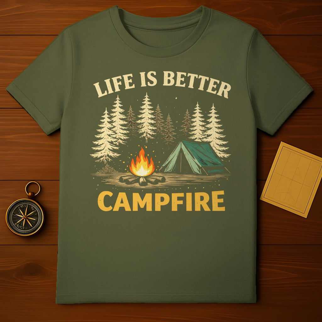 Life is Better Campfire Graphic Tee for Outdoor Enthusiasts
