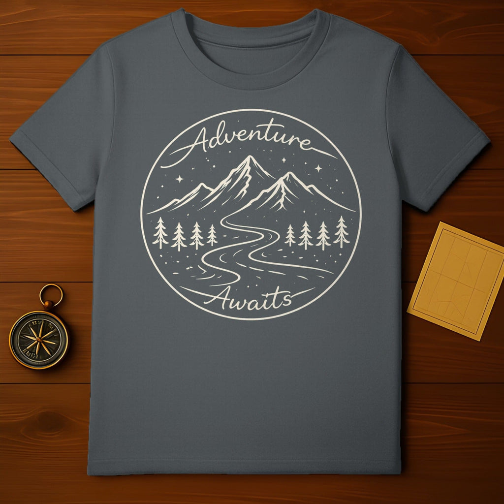 Adventure Awaits Mountain Graphic Tee Shirt