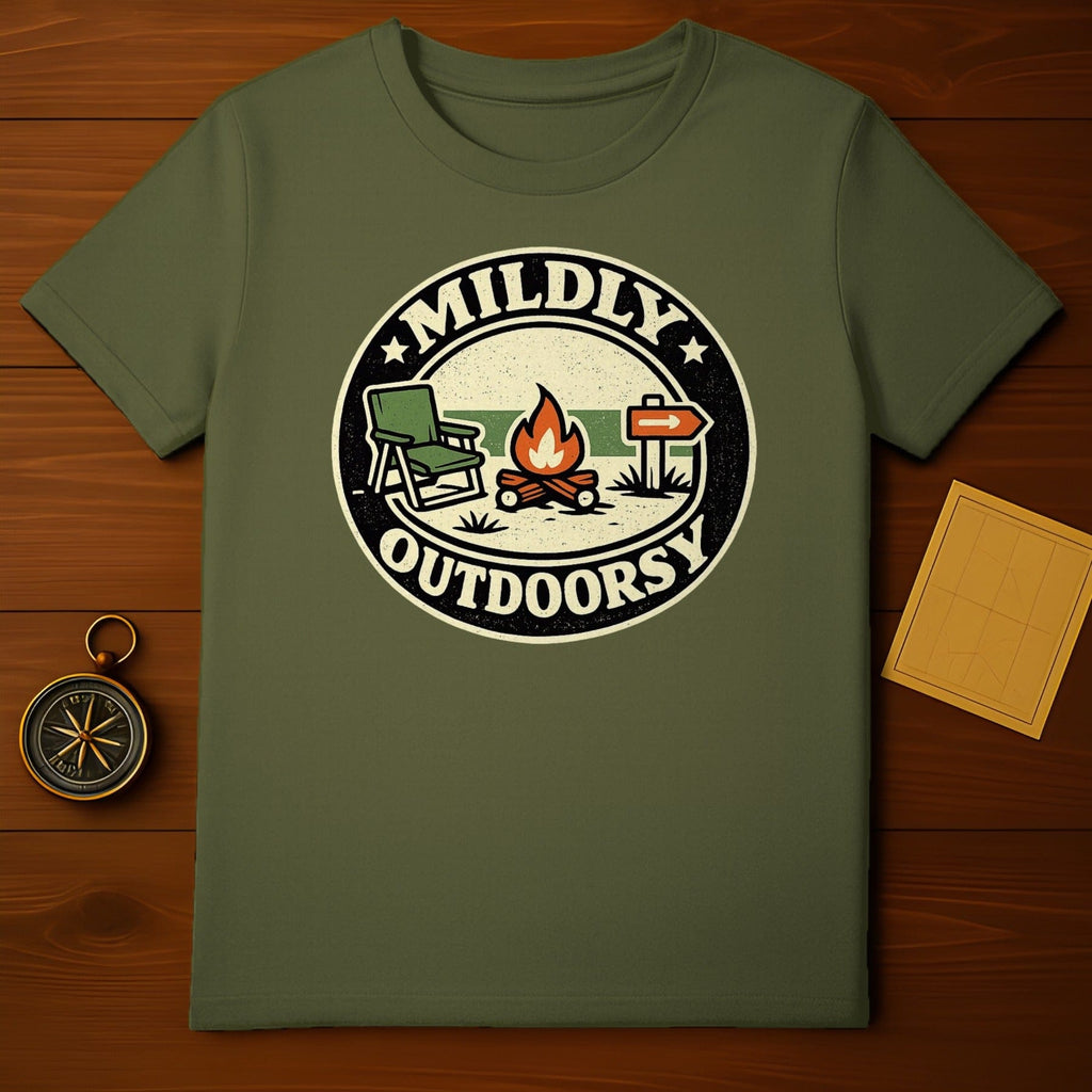 Mildly Outdoorsy Fire Camping Graphic T-Shirt