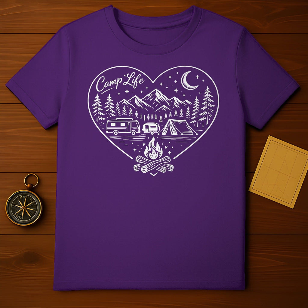 Camp Life Heart Graphic with Camping Scene Shirt