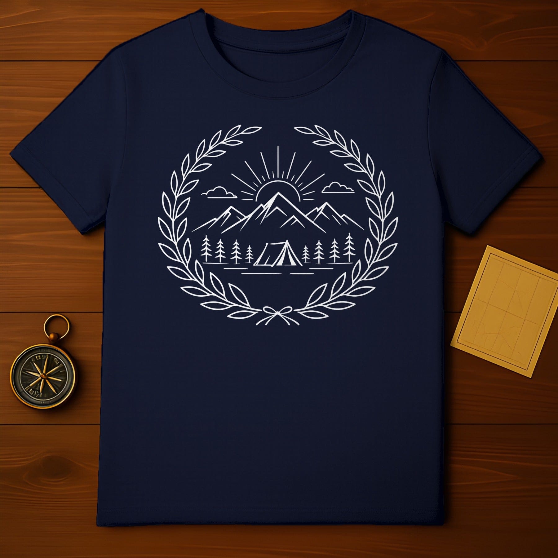 Nature Adventure Camping T-Shirt with Mountain Tent Design