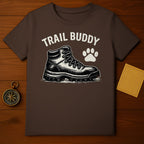 TRAIL BUDDY Hiking Boot Paw Print Outdoor Adventure T-Shirt product type