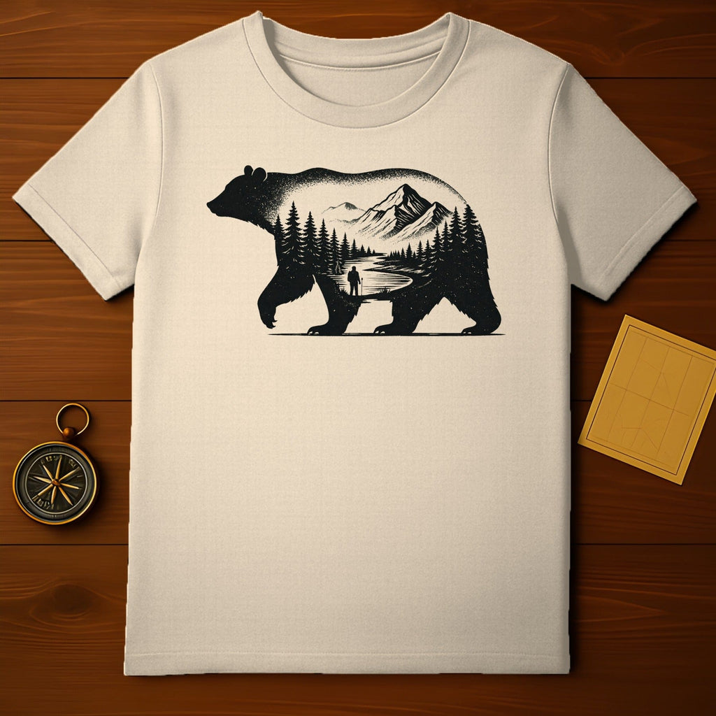 Nature Bear Mountain Scene Graphic T-Shirt