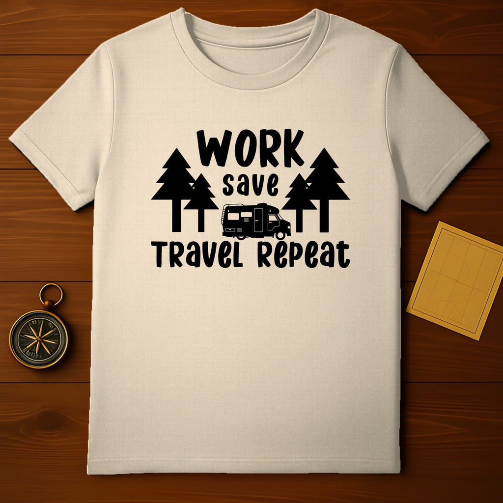 Work Save Travel Repeat Graphic T-Shirt