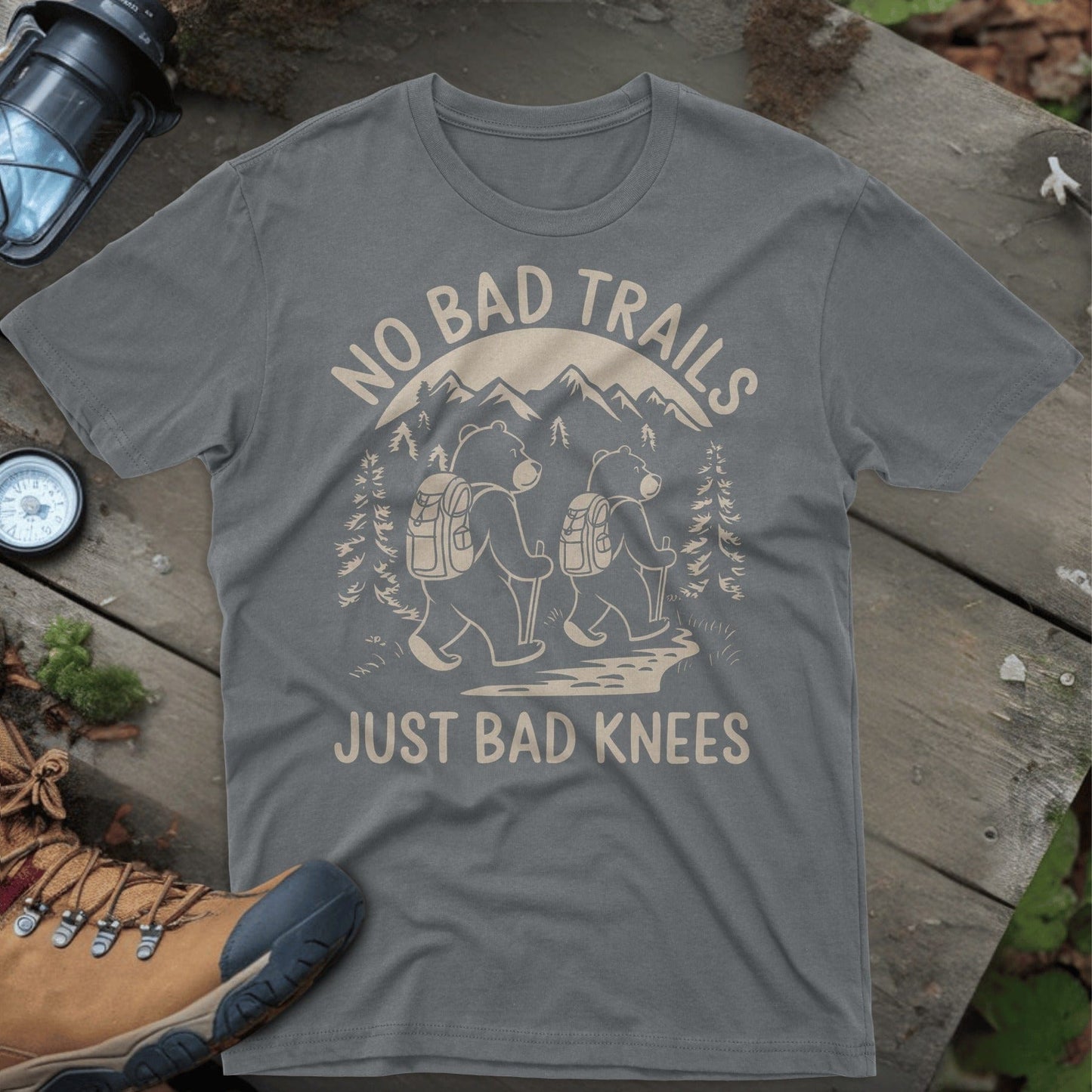 No Bad Trails Just Bad Knees Hiking Shirt product