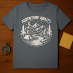 Adventure Awaits Moonlit Mountains Camping T-shirt