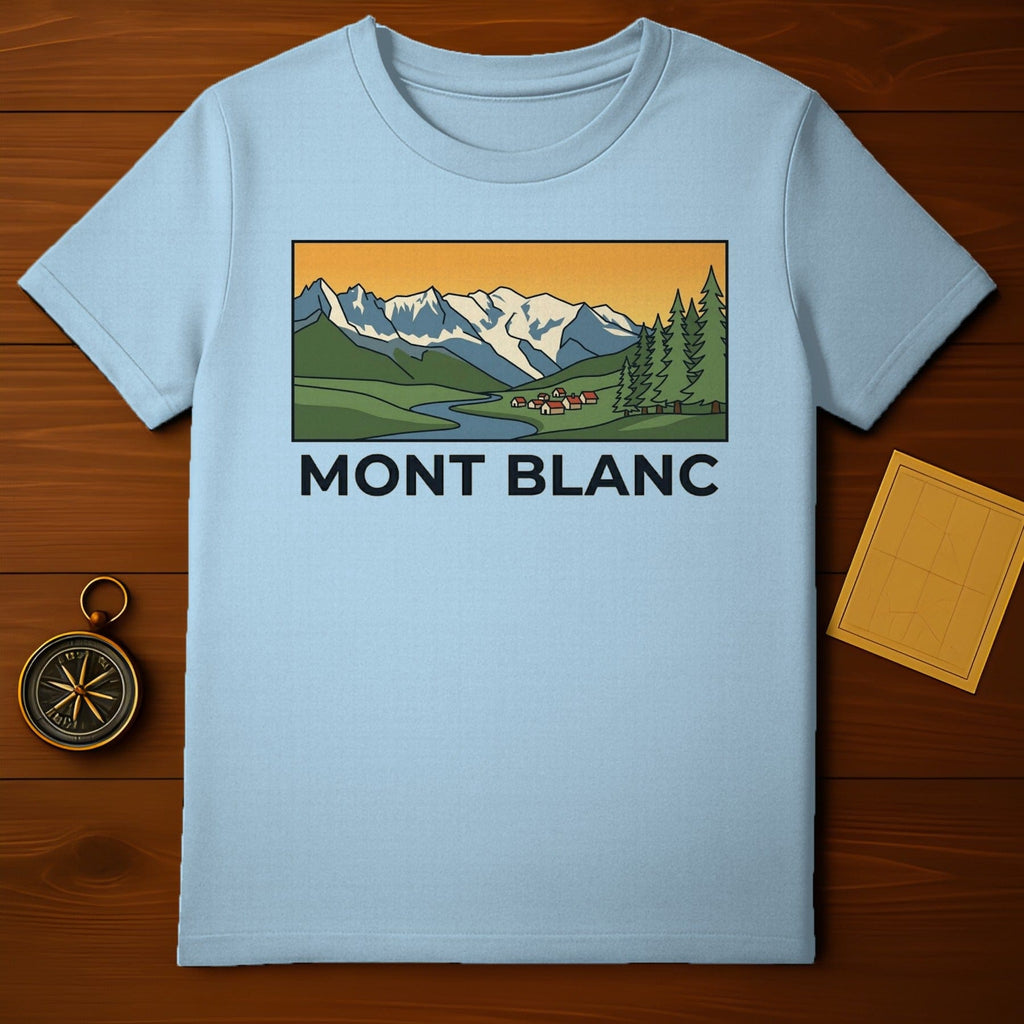 Mont Blanc Mountain Landscape Village Trees River Graphic product type