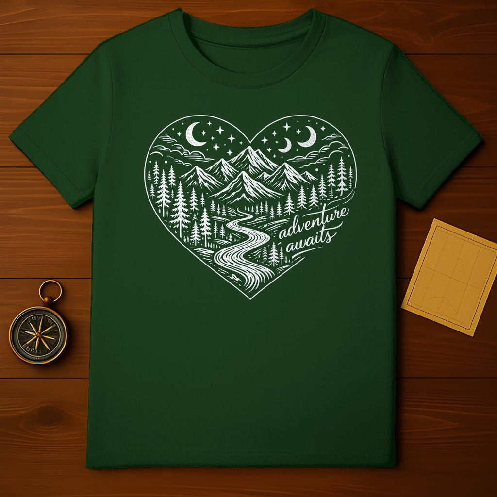 Adventure Awaits Scenic Heart Design Shirt