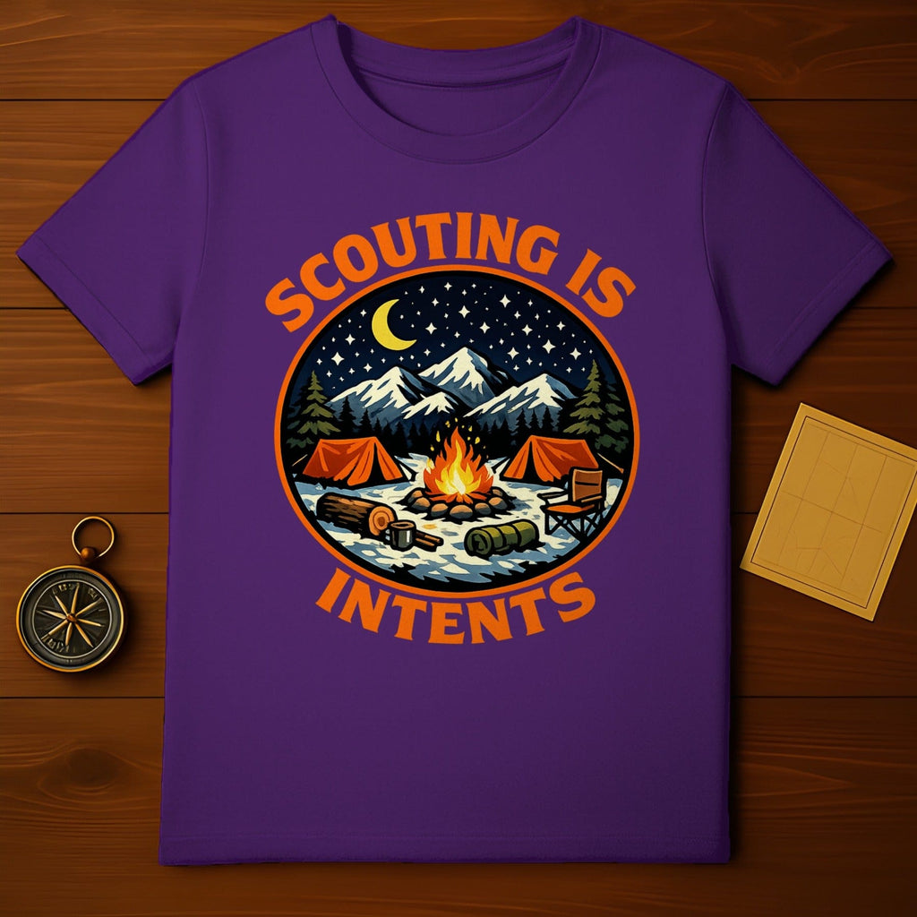 Scouting Is Intents Graphic Purple Camping T-shirt