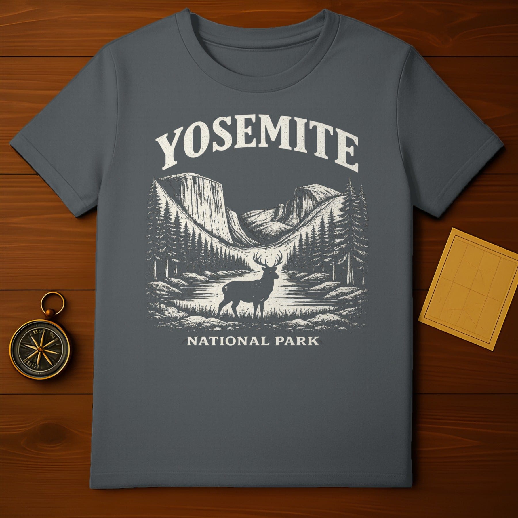 Yosemite National Park Grand Valley Deer Forest product type
Yosemite,National Park,Deer,Mountains,Valley,River,Trees,Nature,Wildlife,Outdoors,Graphic Tee,Apparel,Clothing,Landscape,Forest,Adventure,Travel,Vintage Design,Park Scene,Explorer