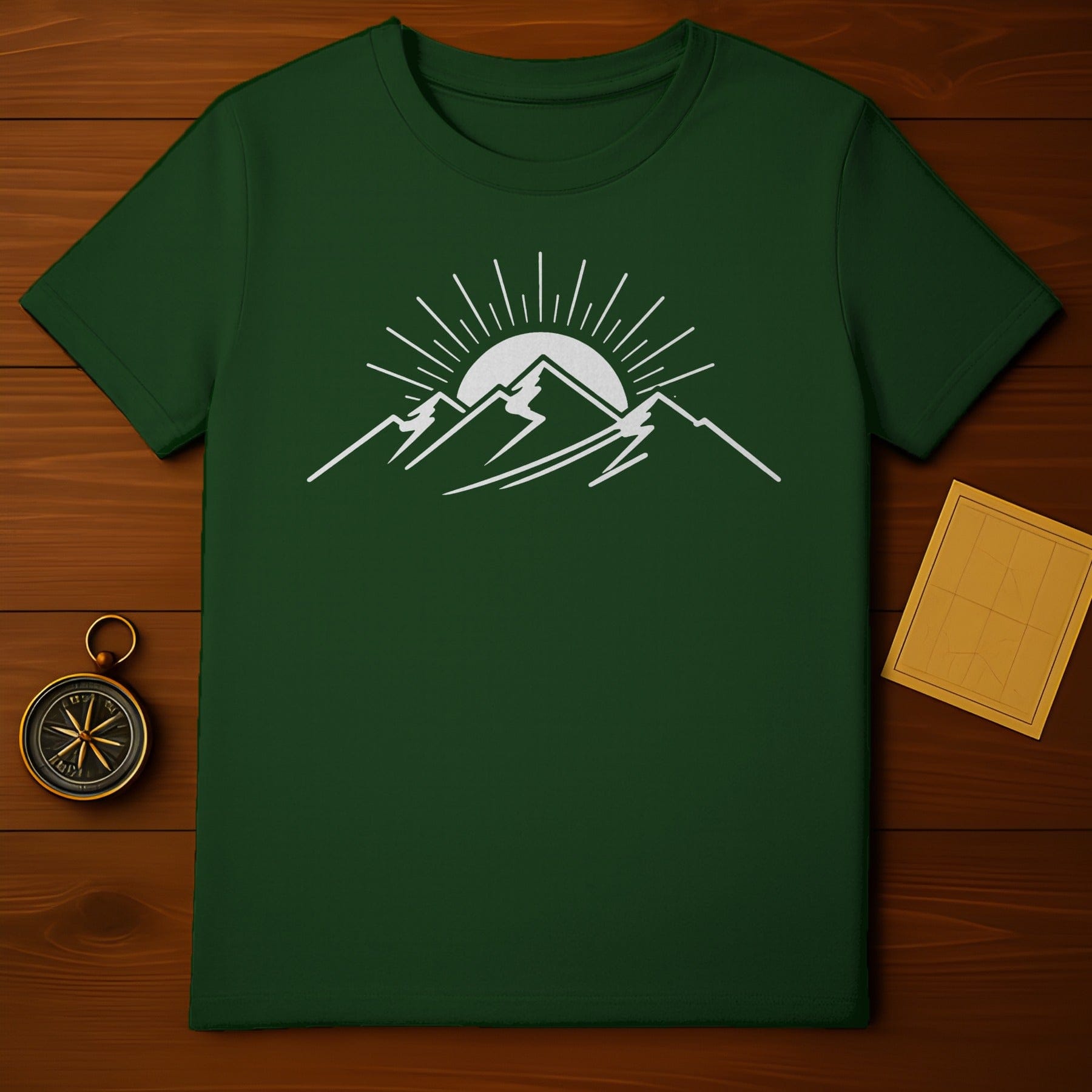 Elegant Green Mountain Design Graphic T-shirt