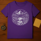 Scenic Mountain and Waterfall Purple T-Shirt