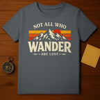 Not All Who Wander Are Lost Graphic T-Shirt with Sun and Mountains