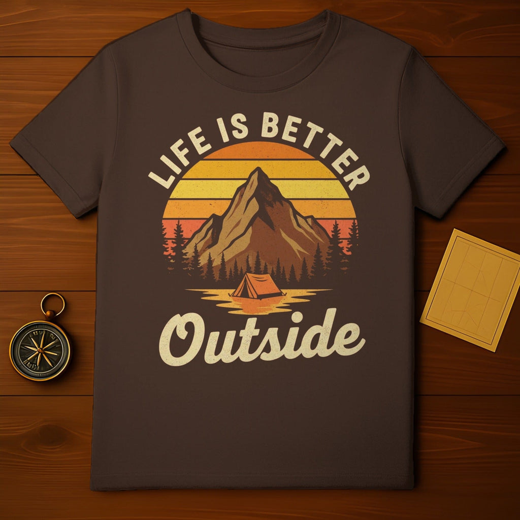Life Is Better Outside Mountain Camping T-Shirt