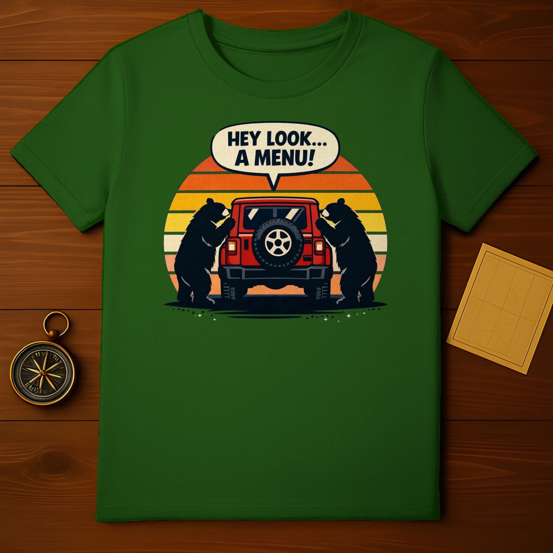 Bears Looking at Menu Jeep Graphic T-Shirt