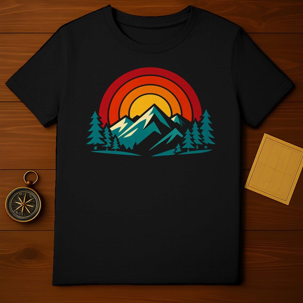 Retro Sunset Mountain Adventure Graphic T-shirt