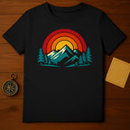 Retro Sunset Mountain Adventure Graphic T-shirt
