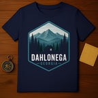 Dahlonega Georgia landscape t-shirt design with mountains and trees.