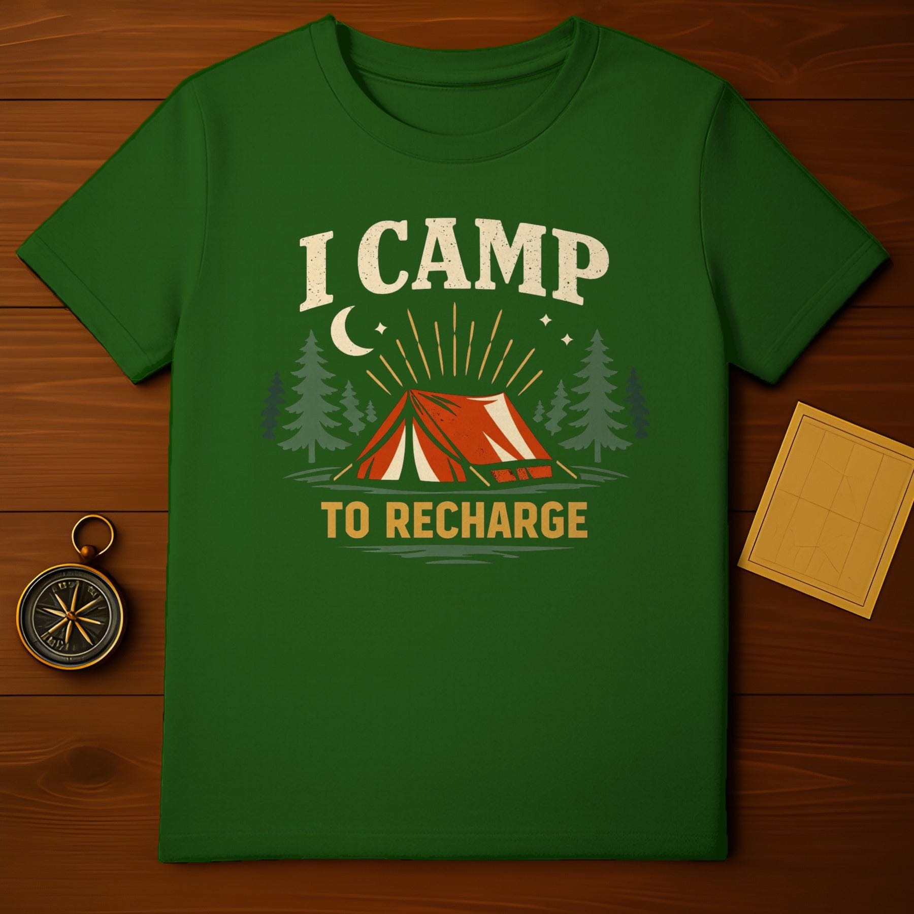 I CAMP TO RECHARGE Wilderness Adventure Lover T-Shirt product type