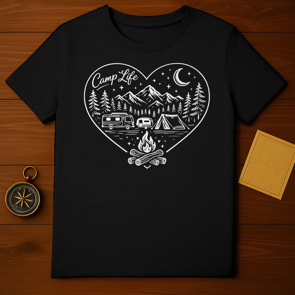 Camp Life Heart Design Camping T-shirt for Nature Lovers