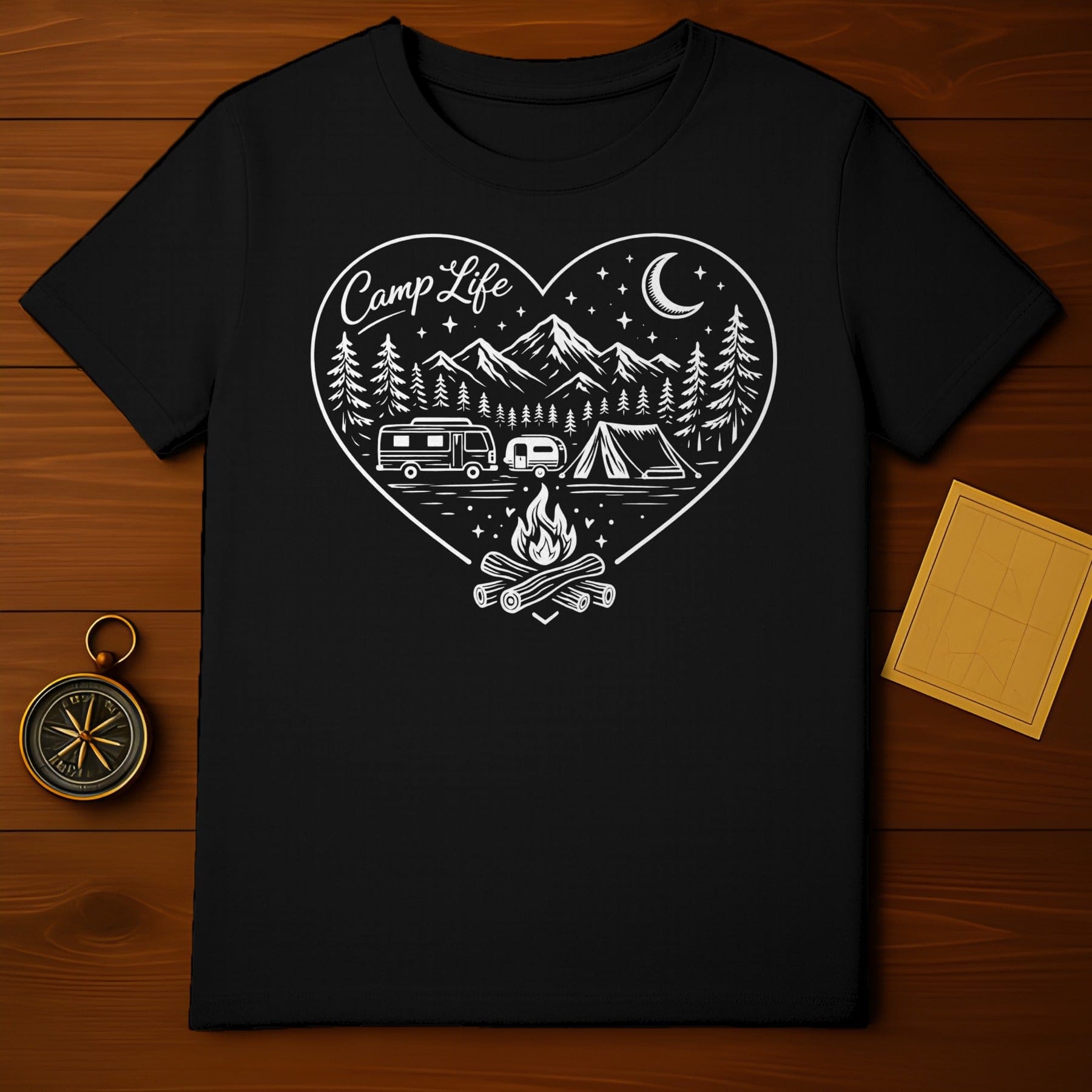 Camp Life Heart Design Camping T-shirt for Nature Lovers