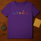 Camping Heartbeat Design Purple T-shirt