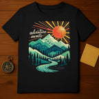 Adventure Awaits Colorful Mountain and Sun T-shirt