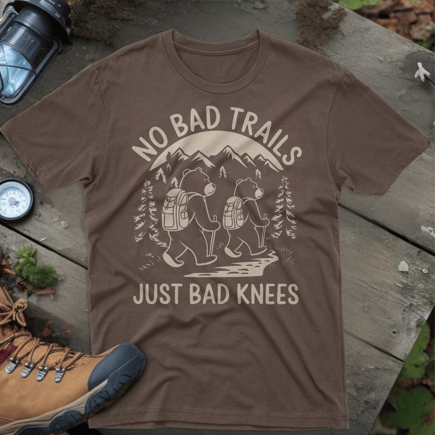 No Bad Trails Just Bad Knees Hiking T-shirt product