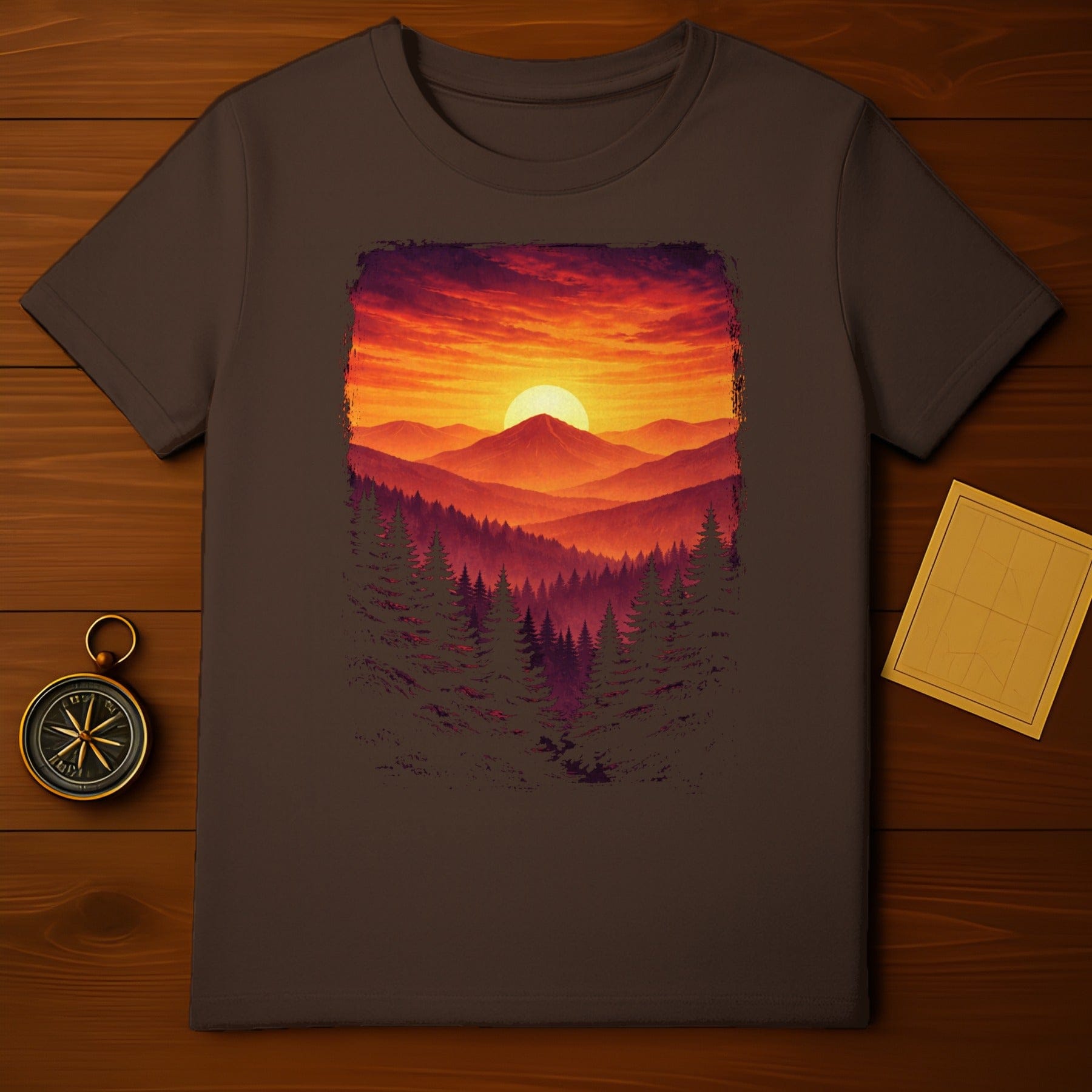 Vibrant Mountain Sunset Forest Scenic Graphic product type