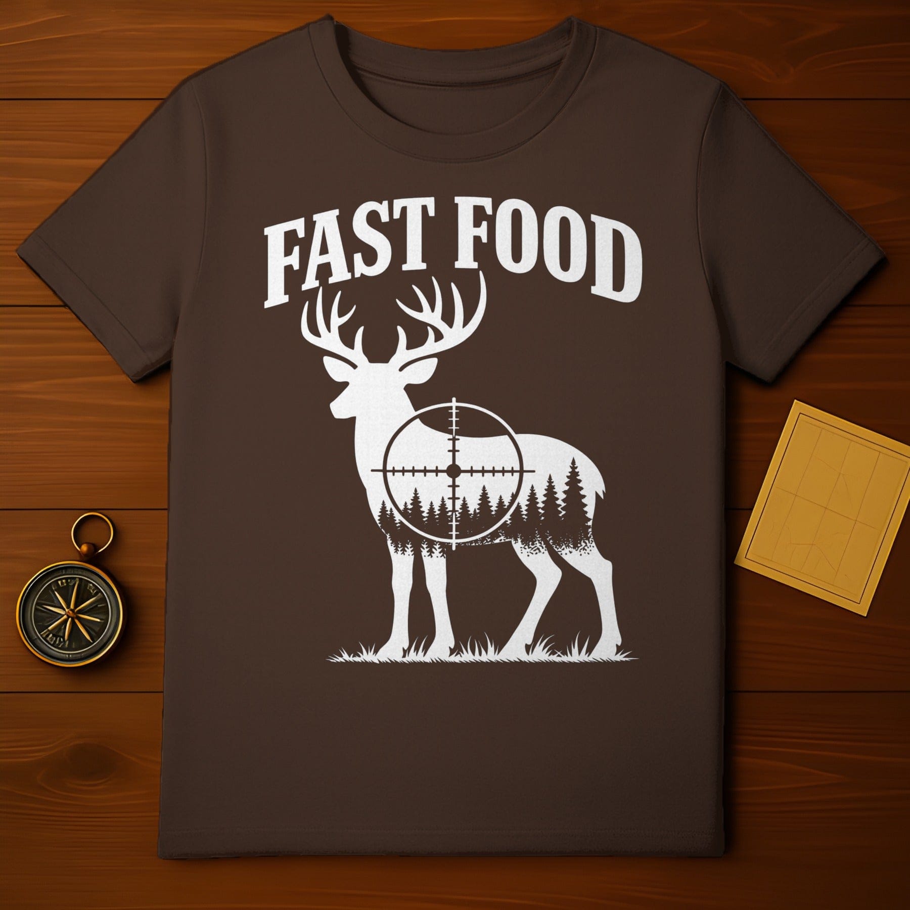 Fast Food Deer with Crosshair Graphic T-Shirt