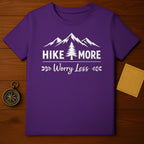 Hike More Worry Less Mountain Design Purple T-shirt
