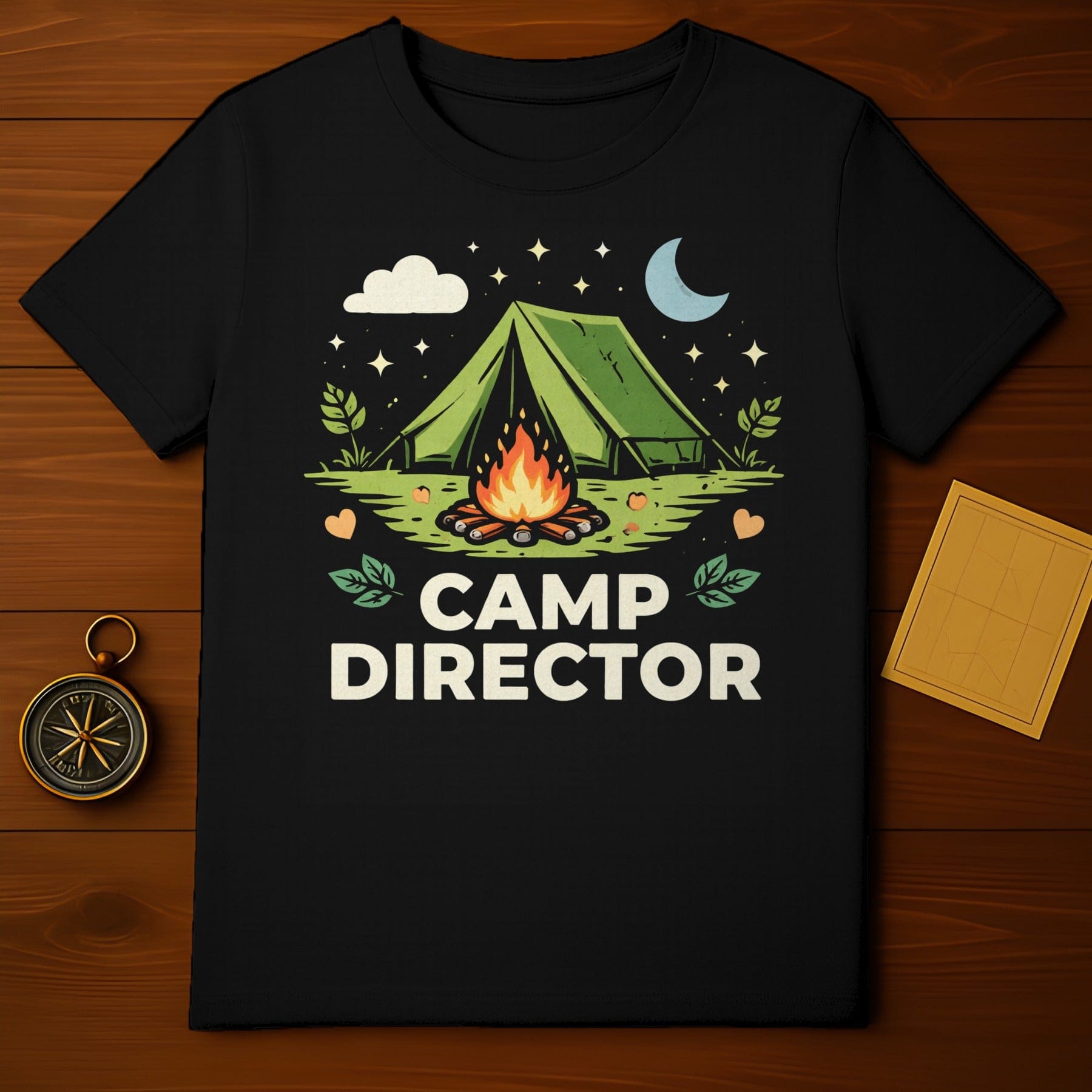 Camp Director with Tent and Campfire Graphic Shirt