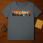 Colorful Hiking Mountain Scene Graphic T-Shirt