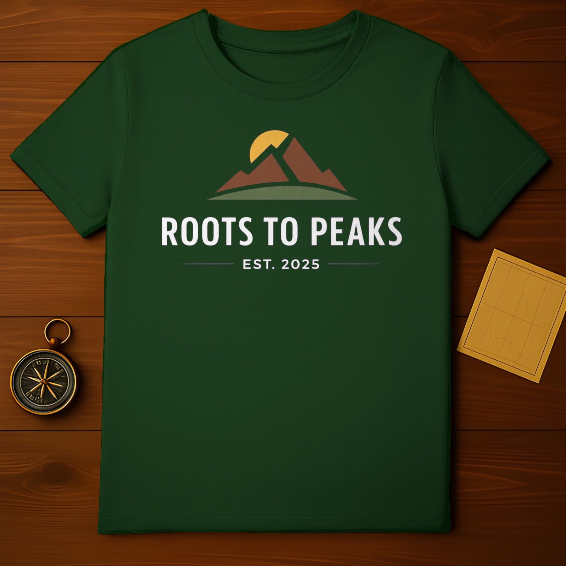Roots TO Peaks Est 2025 Mountain Sun T-Shirt product type
Roots TO Peaks, Est 2025, Mountain graphic, Sun design, Adventure apparel, Outdoor lifestyle, Nature inspired, Green t-shirt, Hiking clothing, Travel shirt, Explorer gear, Camping attire, Wilderness lover, Landscape shirt, Summit seeker, Trekking top, Unique design, Graphic tee, New collection, Outdoorsman gift