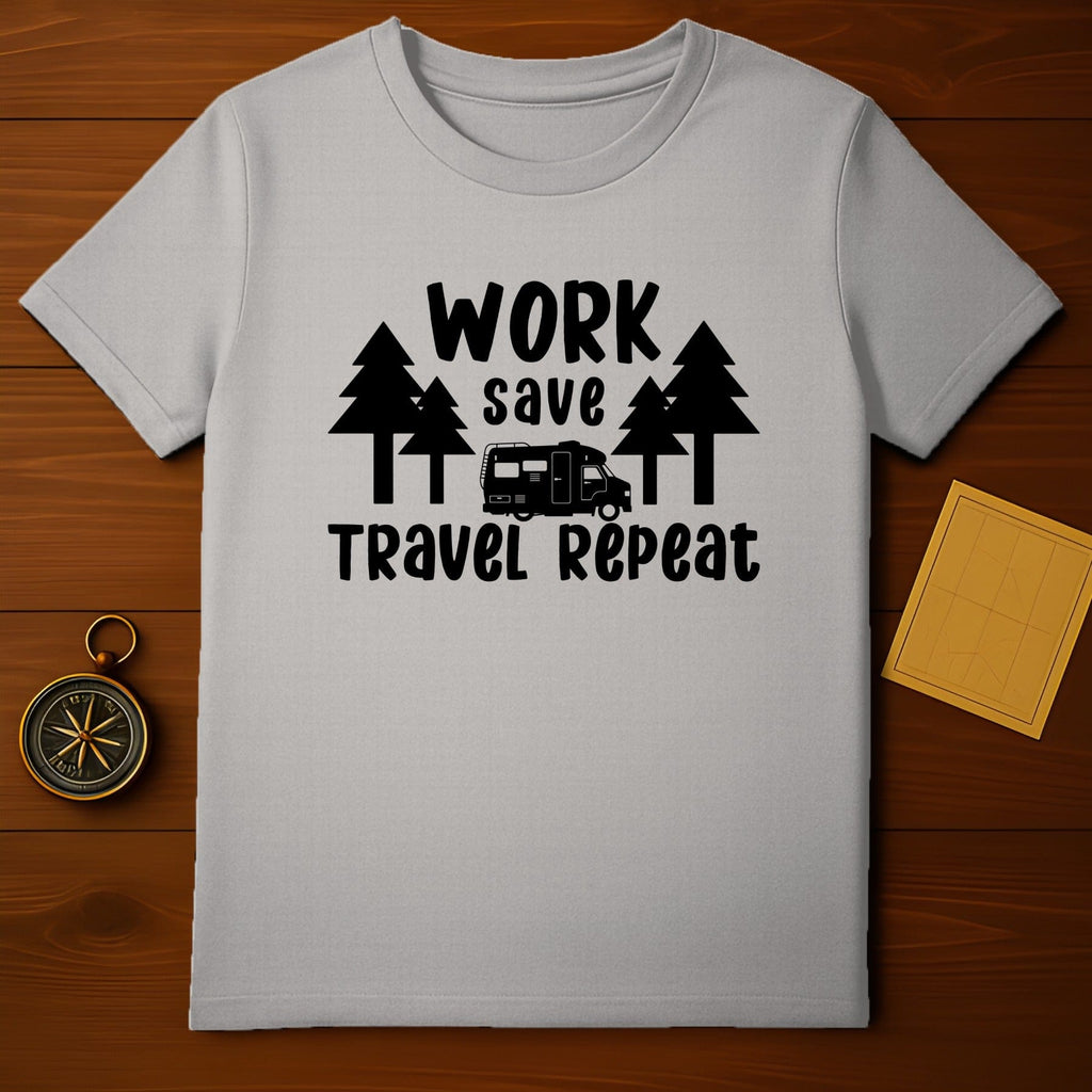 Work Save Travel Repeat Graphic T-Shirt
