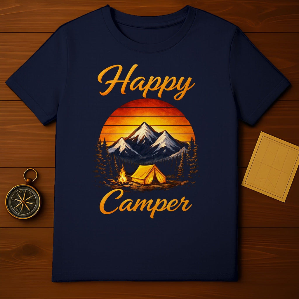 Happy Camper Mountains and Tent Graphic T-Shirt