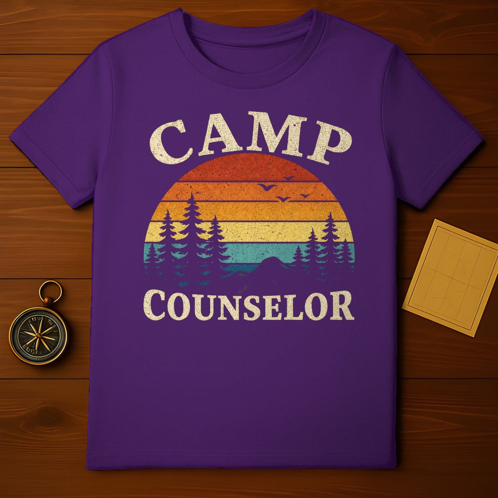 Retro Camp Counselor Sunset Design T-Shirt Product