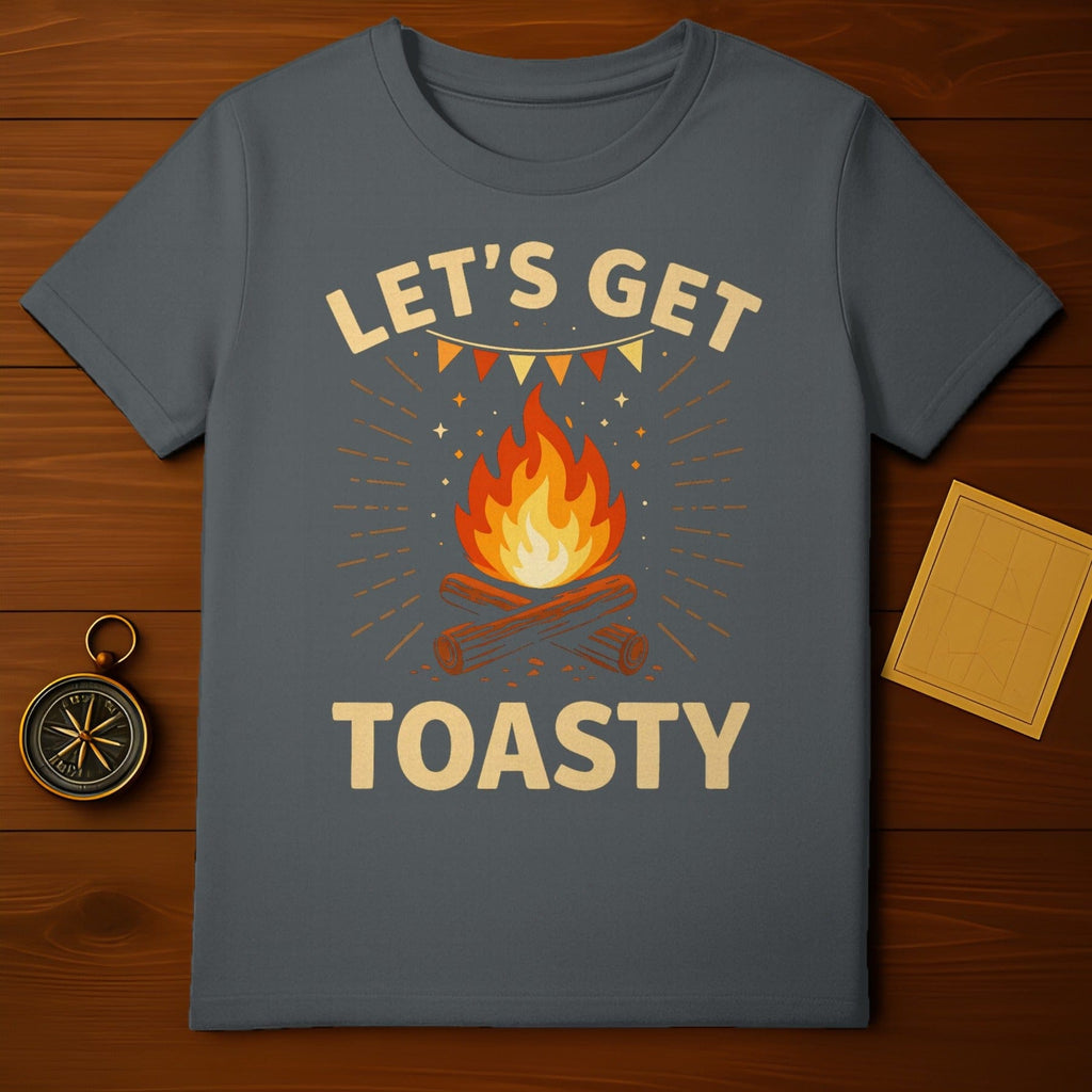 LET'S GET TOASTY Campfire Flags Funny T-shirt product type