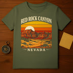 RED ROCK CANYON NEVADA DESERT SUNSET LANDSCAPE T-Shirt
Red Rock Canyon, Nevada, Desert Landscape, Vintage Style, Retro Graphic, Mountain Scene, Sunset View, Travel Tee, Nature Lover, Outdoor Adventure, Las Vegas, Southwest USA, Graphic T-Shirt, Unique Apparel, Scenic Design, Hiking Shirt, Canyon Art, Desert Plants, Retro Sunset, Nevada Souvenir