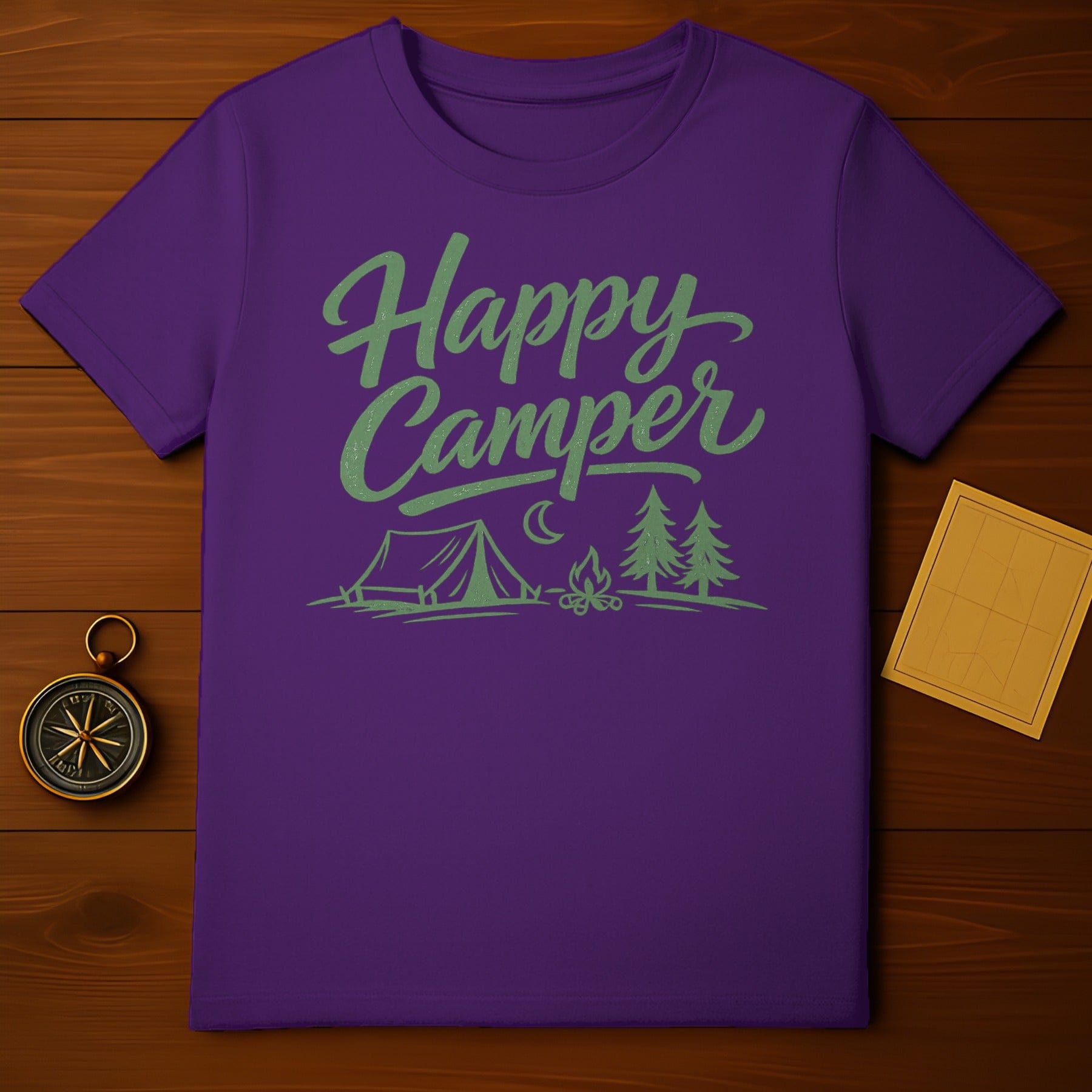Happy Camper Camping Tent Trees Campfire T-Shirt