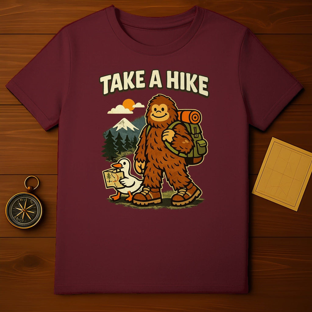Take a Hike Sasquatch and Duck Hiking T-Shirt