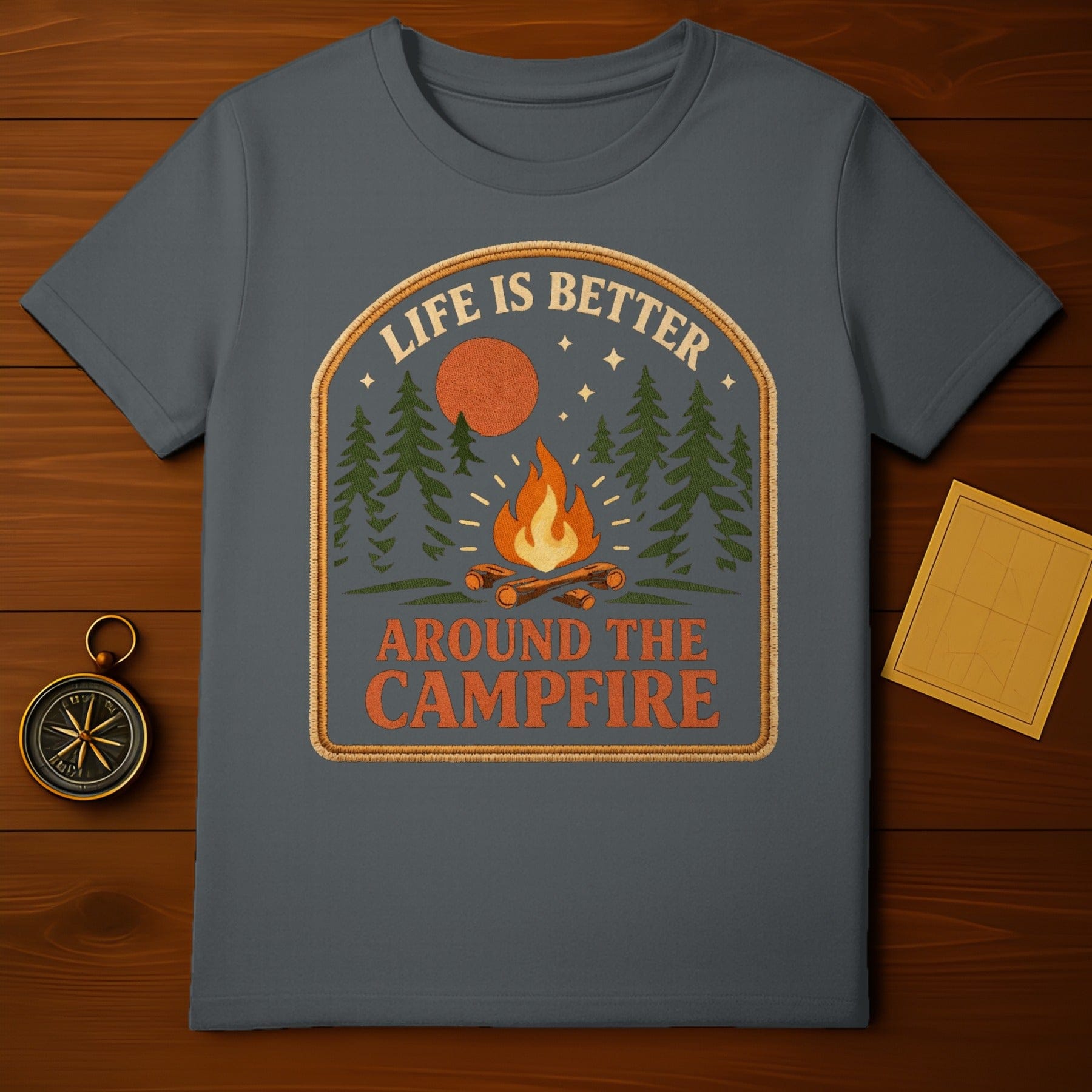 LIFE IS BETTER AROUND THE CAMPFIRE product type
Camping, Campfire, Outdoor, Nature, Adventure, Forest, Trees, Bonfire, Wilderness, Explore, Retro design, Vintage style, Camp life, Sunset, Night sky, Stars, Graphic, Getaway, Cozy vibes, Outdoors life