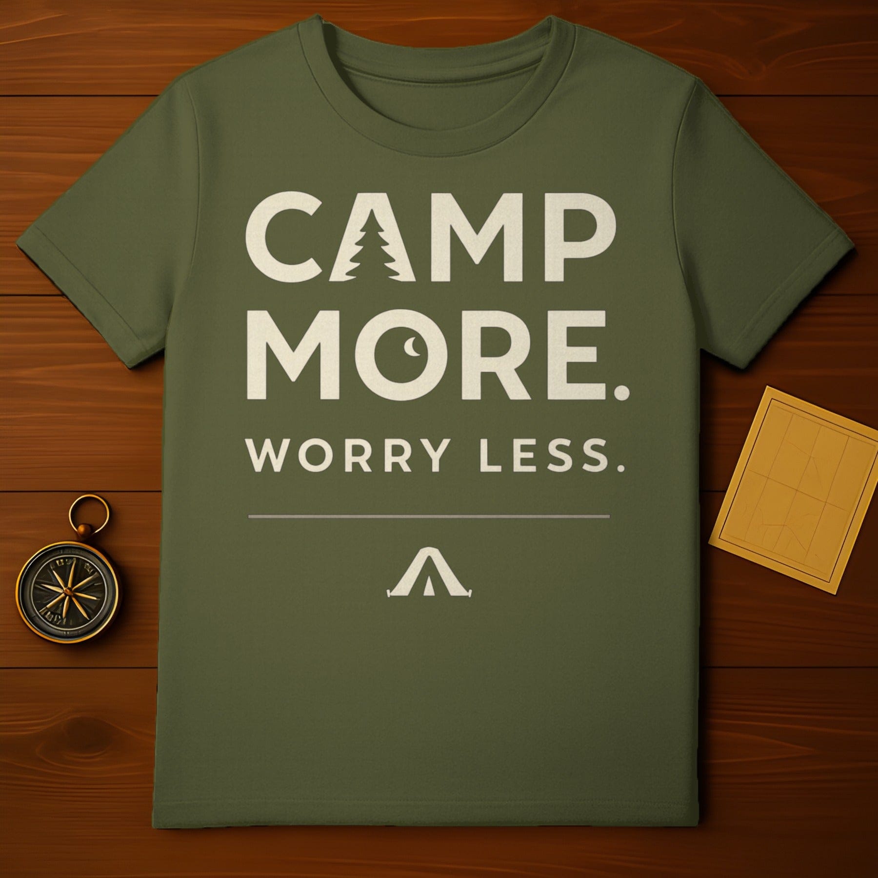 Camp More Worry Less Graphic Outdoor Adventure Shirt
