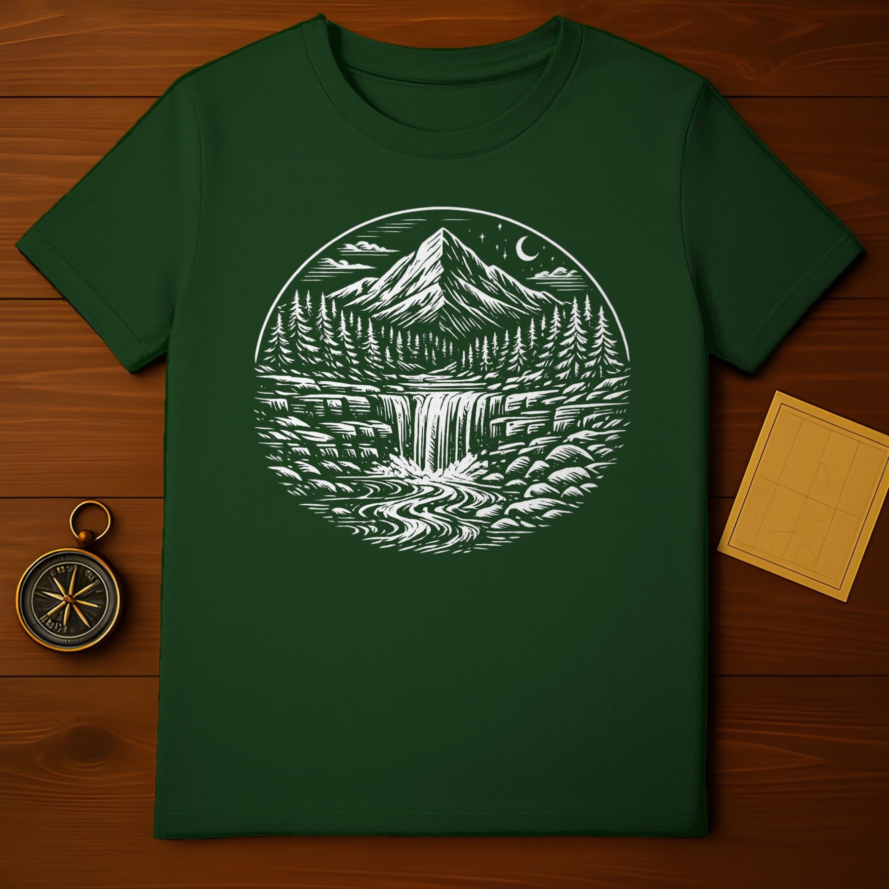 Mountain and River Scene Graphic T-Shirt