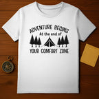 Adventure Begins Comfort Zone Camping Themed Shirt