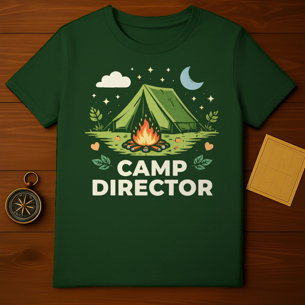 Camp Director Tent and Fire Graphic T-shirt