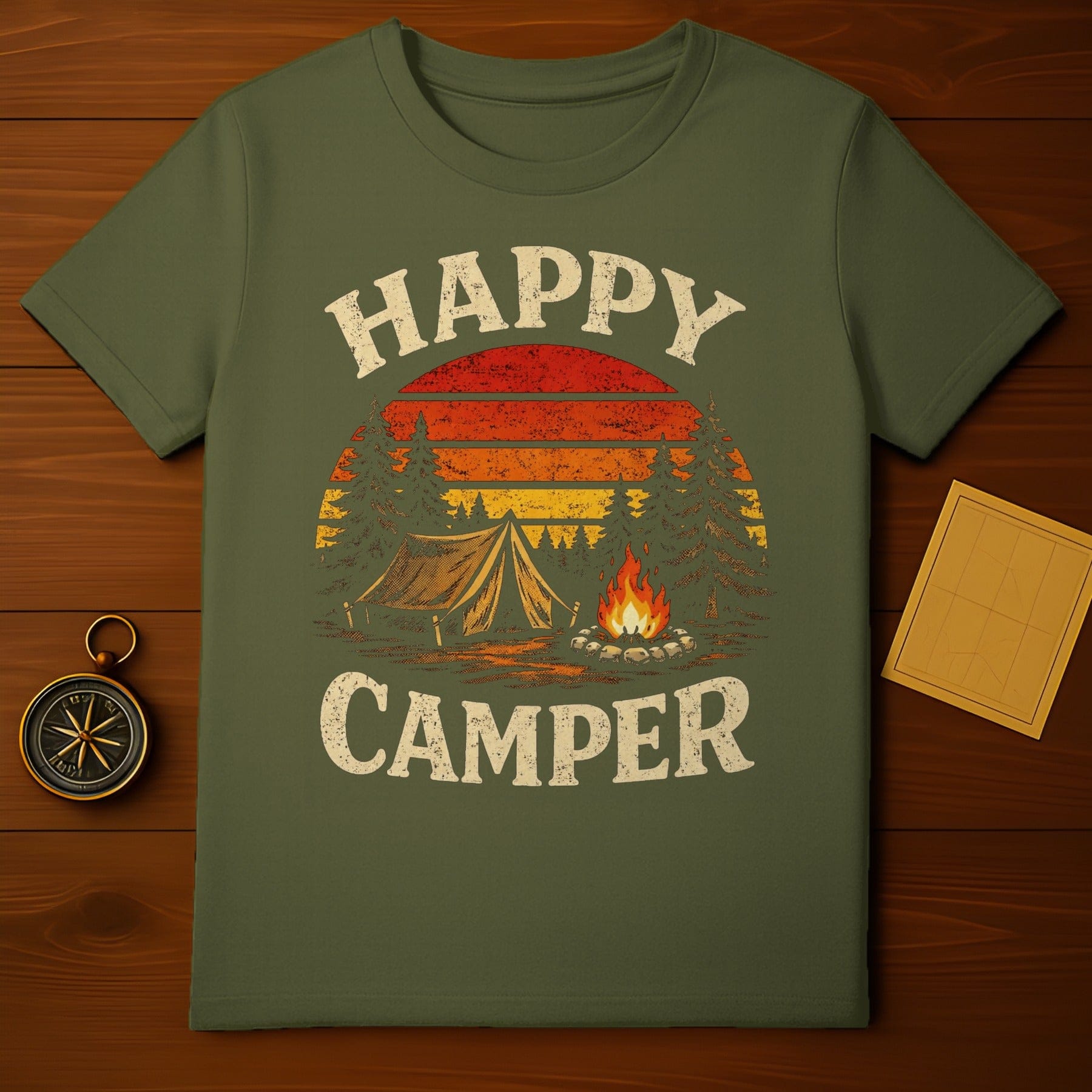 Happy Camper Graphic Tee For Outdoor Enthusiasts