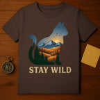 Stay Wild Cat Silhouette Mountain Forest Sunset Birds product type