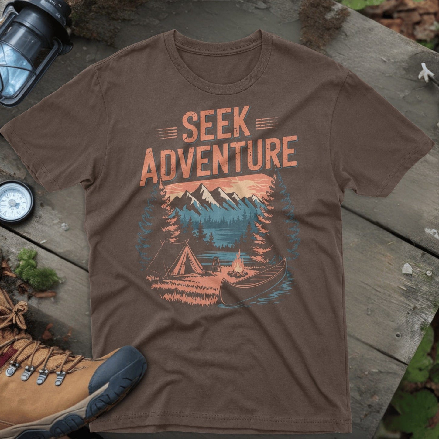 Seek Adventure Graphic Camping Print T-Shirt product