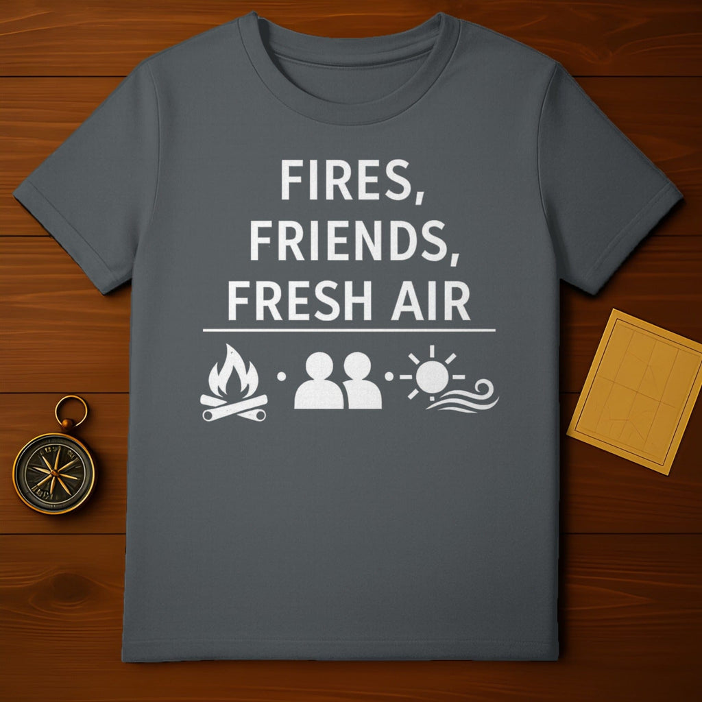 FIRES FRIENDS FRESH AIR Campfire Themed T-shirt
